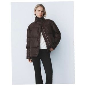 Zara faux leather puffer jacket / Brown
